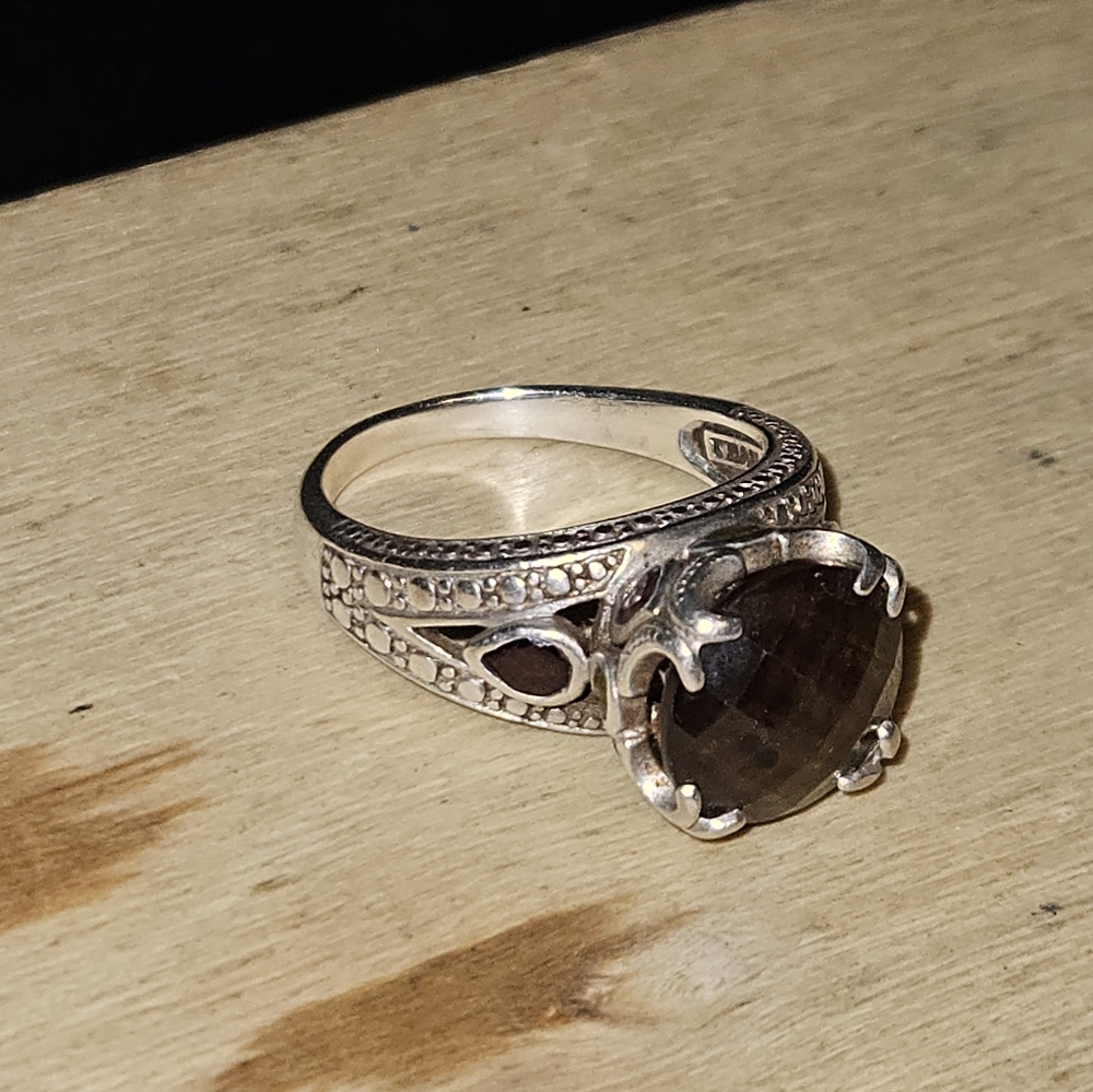 Smokey quartz silver ring